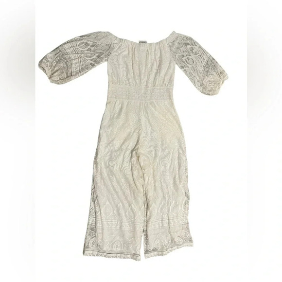 🤍 Anthropologie x Farm Rio Elliott Lace Jumpsuit 🌿 Off-Shoulder Bridal Chic MP ✨ - Picture 3 of 3